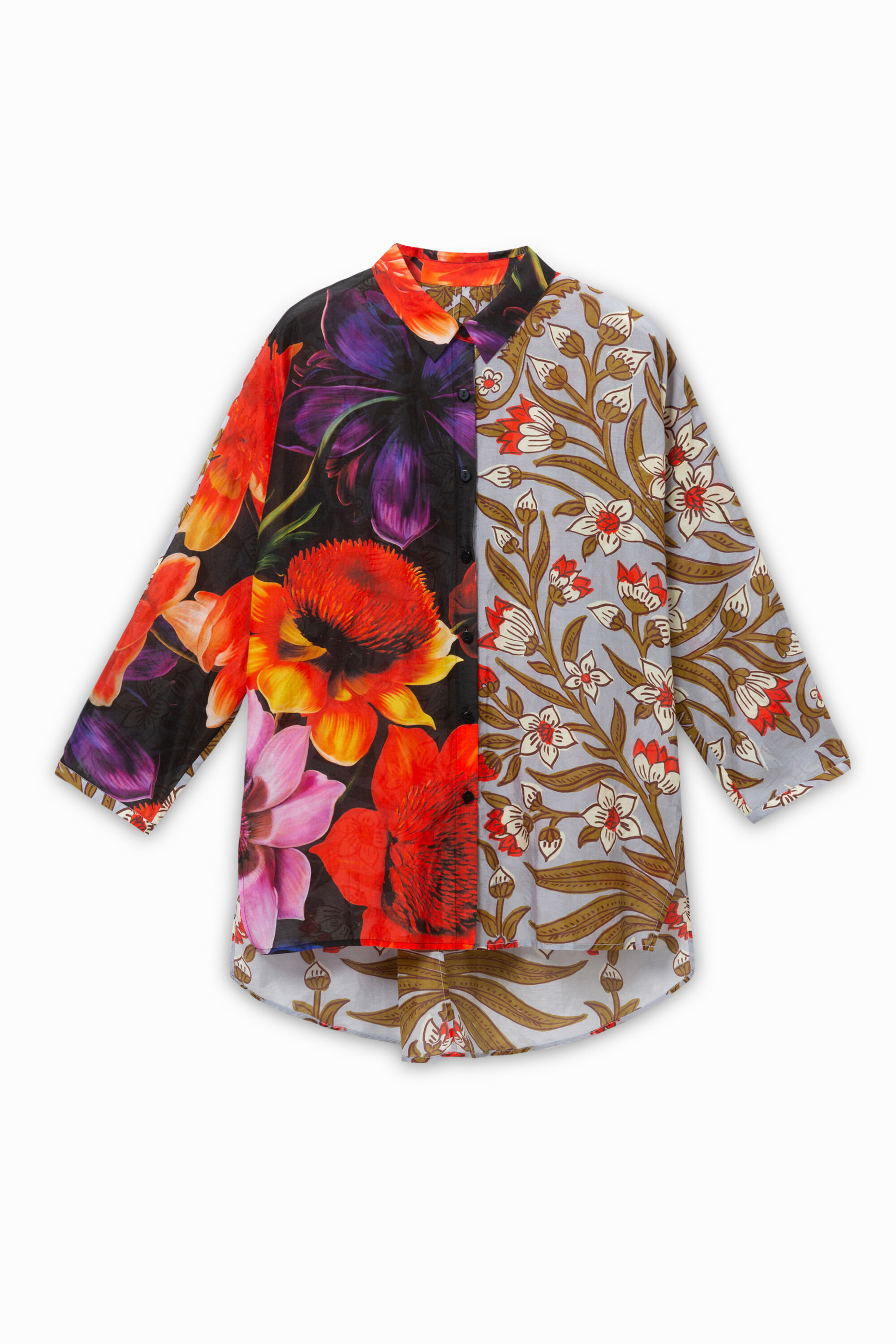 Silk and cotton asymmetric blouse Designed by M. Christian Lacroix - BLUE - M