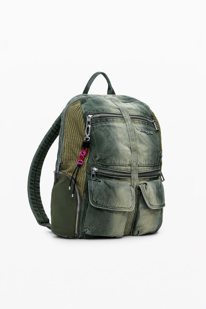 Grand sac à dos en denim combiné | Desigual