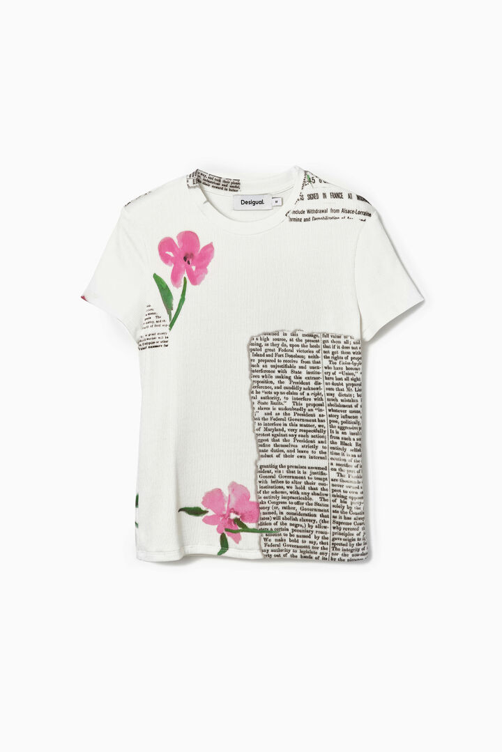 Floral newspaper T-shirt | Desigual