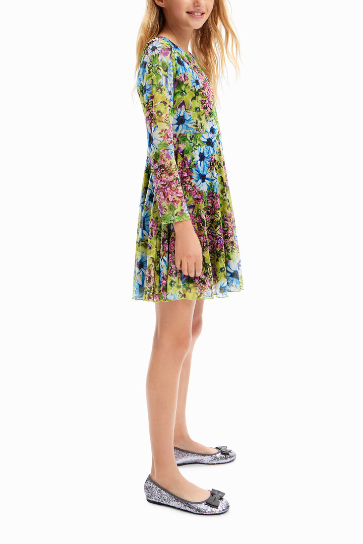 Long-sleeve tulle floral dress | Desigual