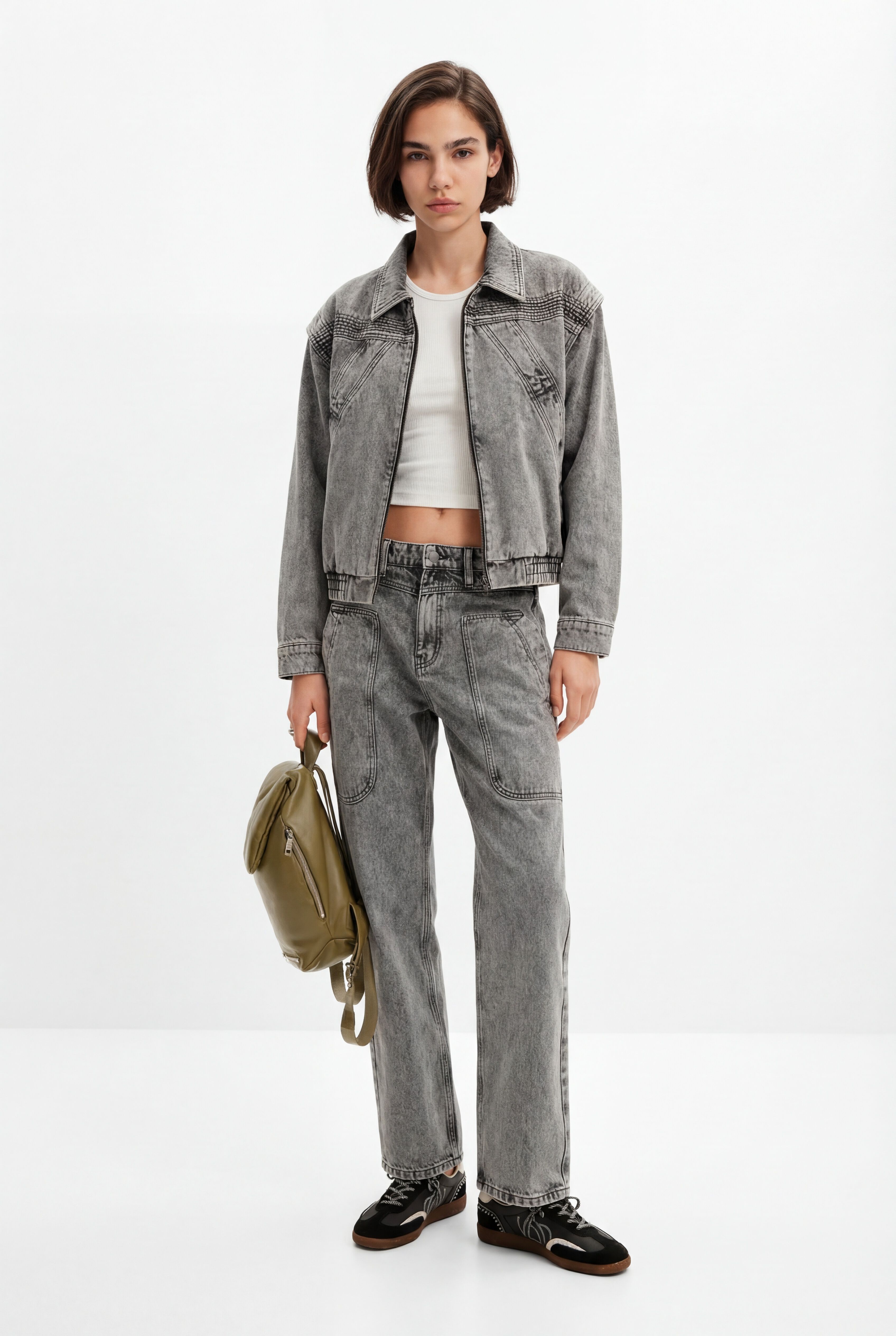 Desigual, Jeans Straight Patch, Damen, Baumwolle, Schwarz, 34