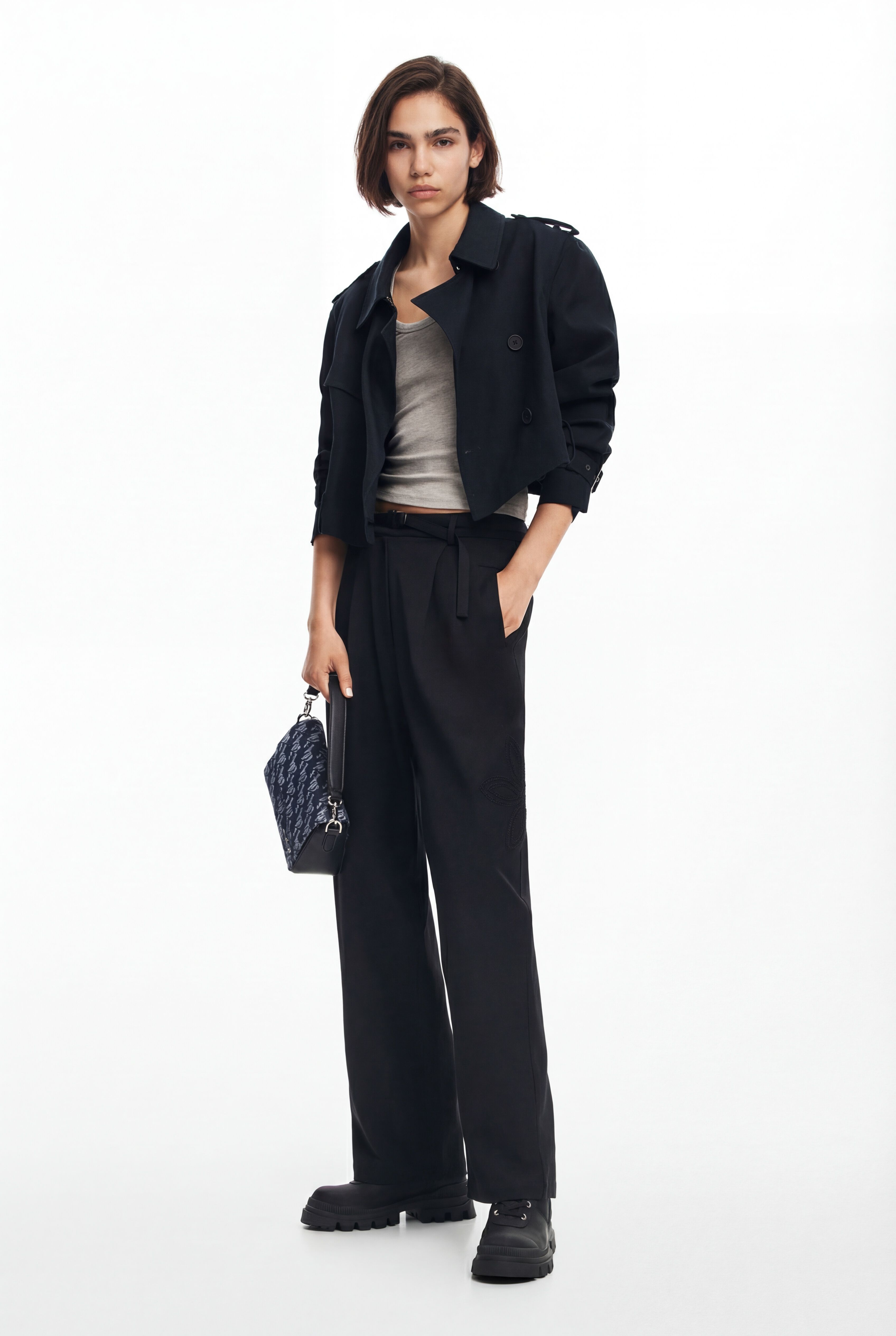 Desigual, Lange, gerade Hose, Schwarz, XS