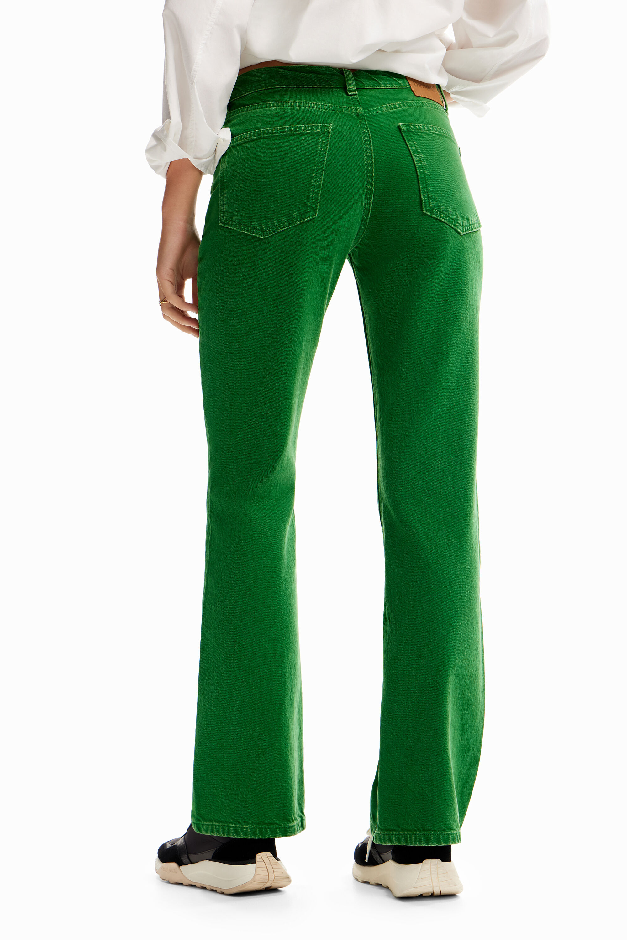 Green flare jeans online