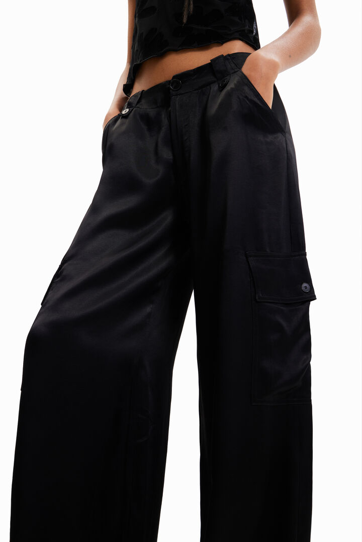 Pantalon cargo wide leg satiné | Desigual