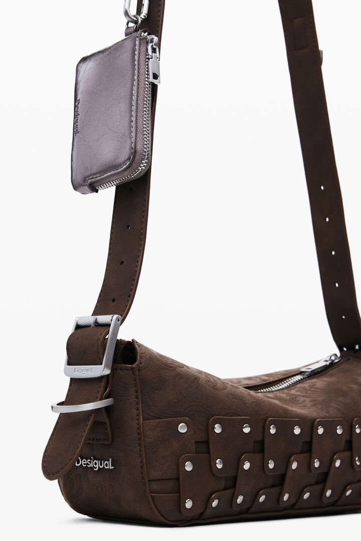 Small studded patch baguette bag | Desigual