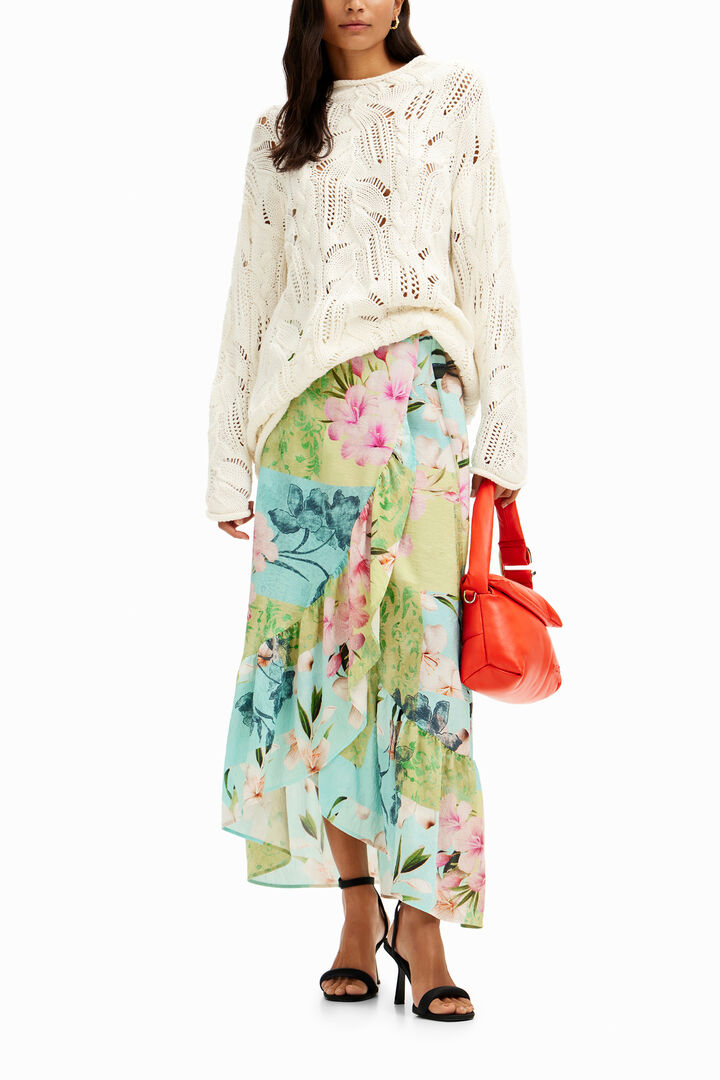 Floral patchwork midi skirt | Desigual