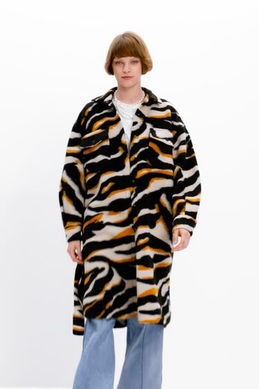 Lange jas in shacket-stijl met zebraprint | Desigual