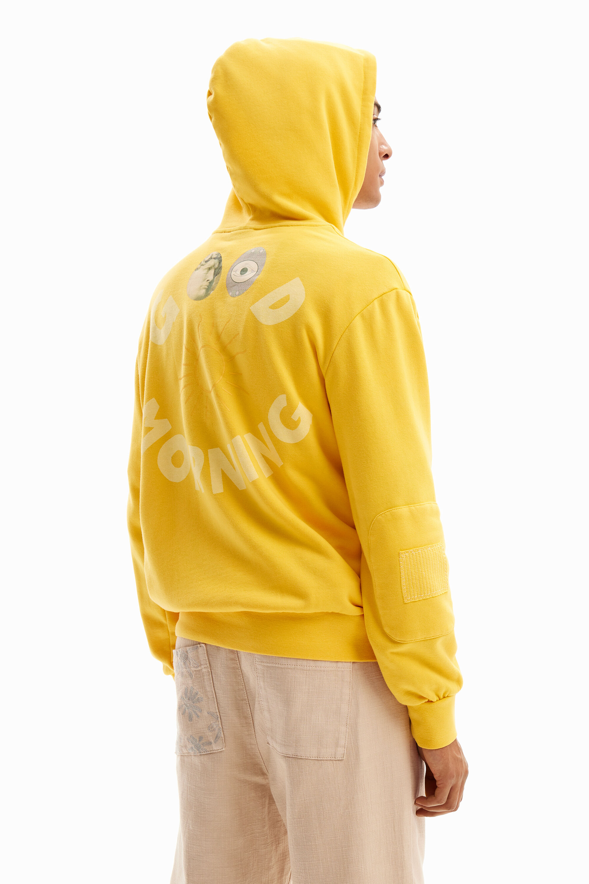 Patchwork message hoodie - YELLOW - L