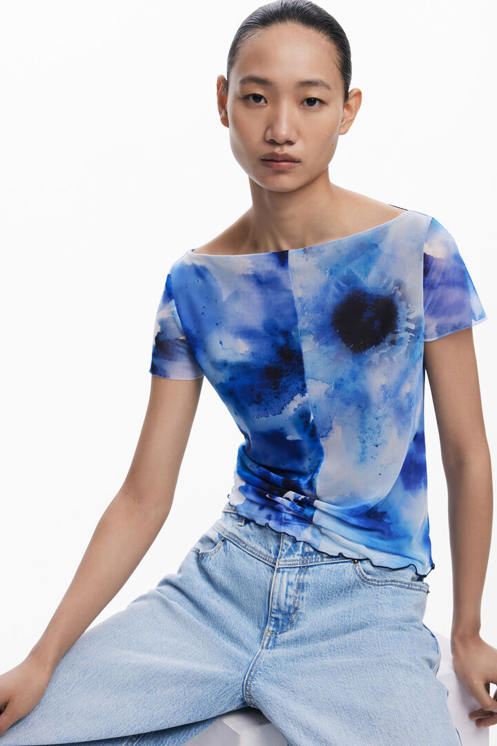 T-shirt en tulle côtelé | Desigual