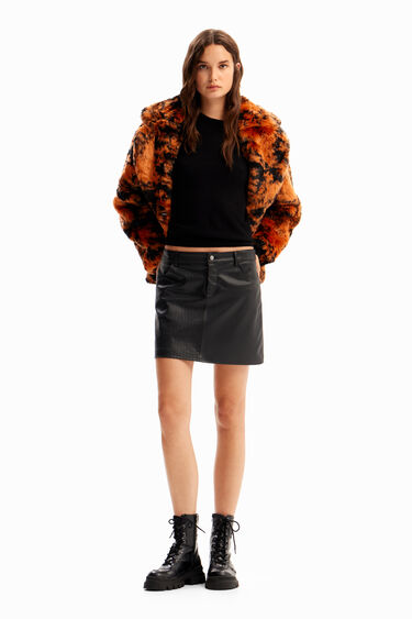 Minifaldilla efecte pell repunts | Desigual