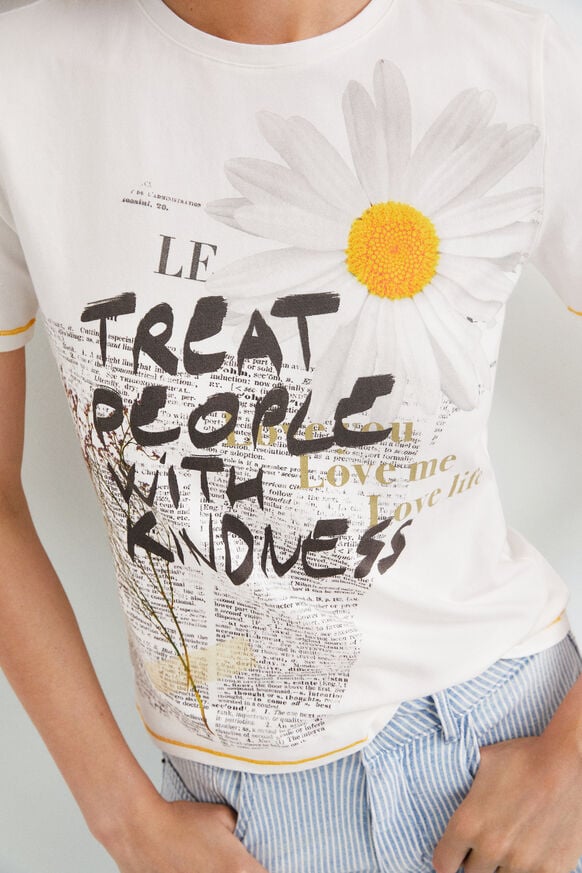 T-shirt met Kindness en madeliefje | Desigual