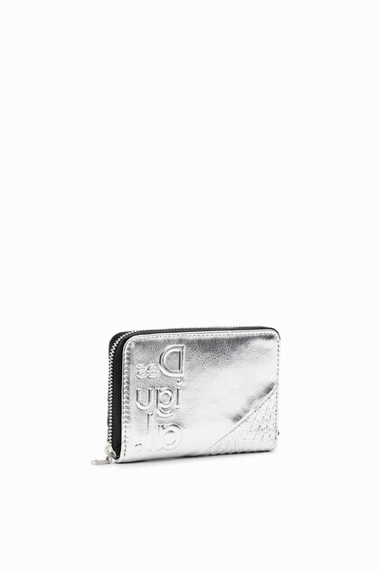 Small metallic patchwork wallet