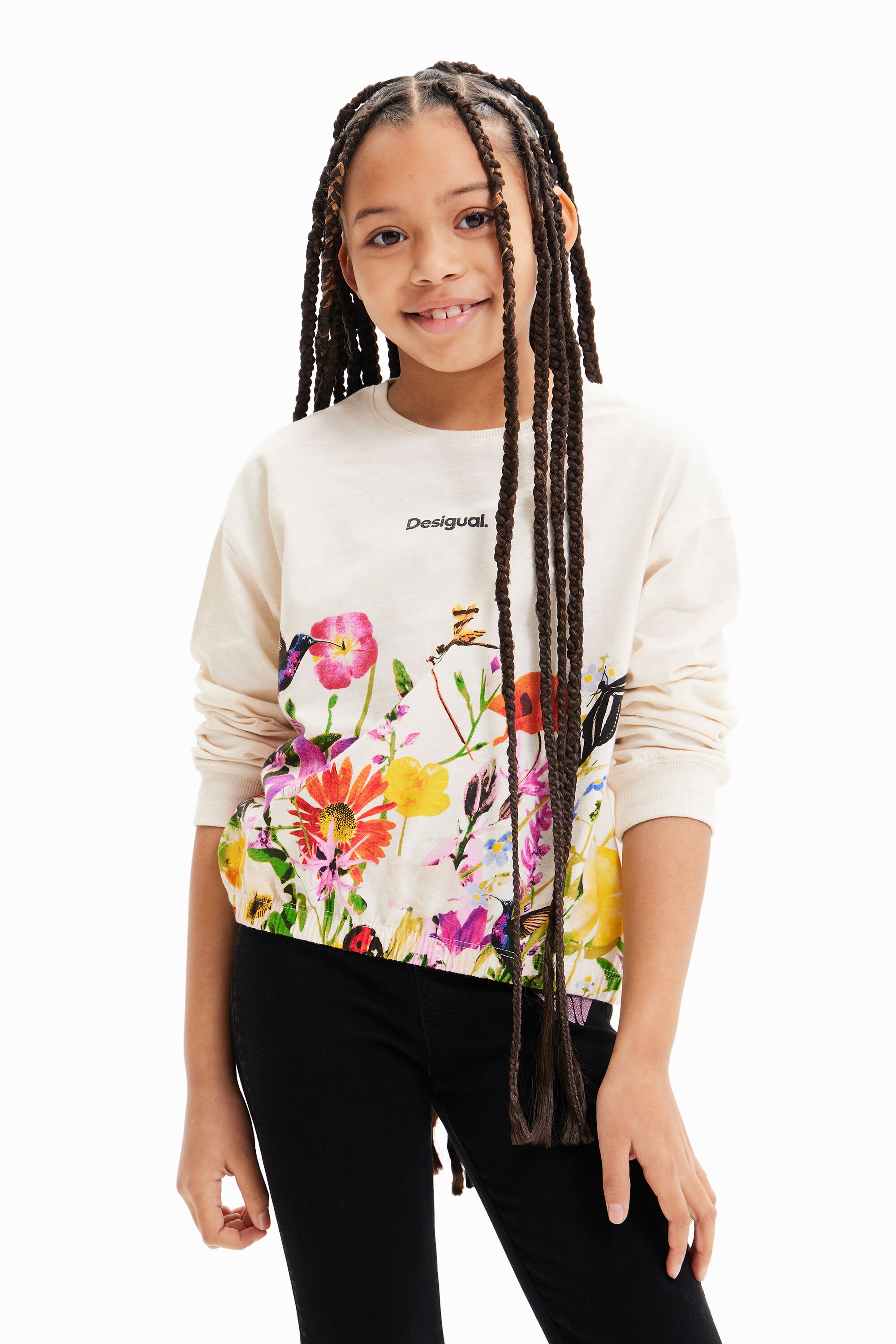 Desigual Puff-sleeve floral T-shirt