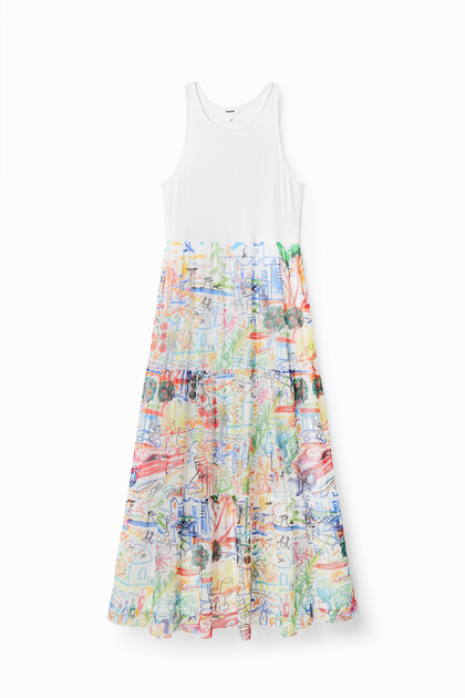Long combination tulle dress