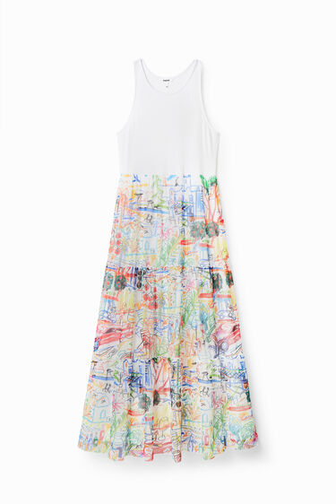 Vestit llarg combinat tul | Desigual