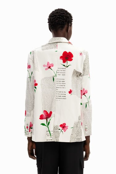 Straight floral text blazer | Desigual