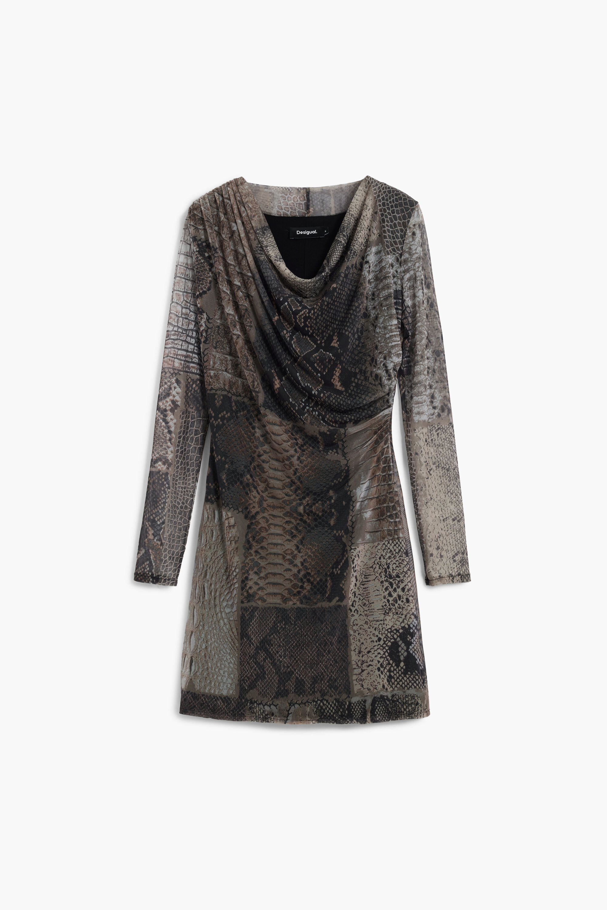 Asymmetric neckline animal print dress Women's I Desigual.com Asymmetric neckline animal print dress Women's I Desigual.com