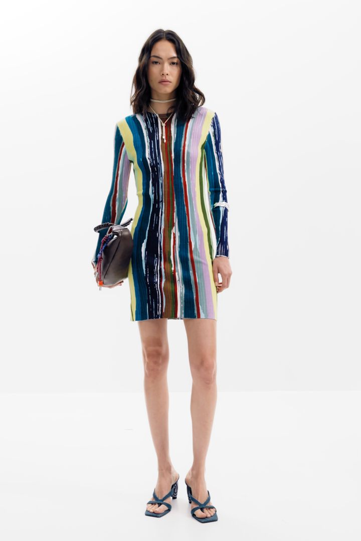 Vestido canalé rayas colores | Desigual