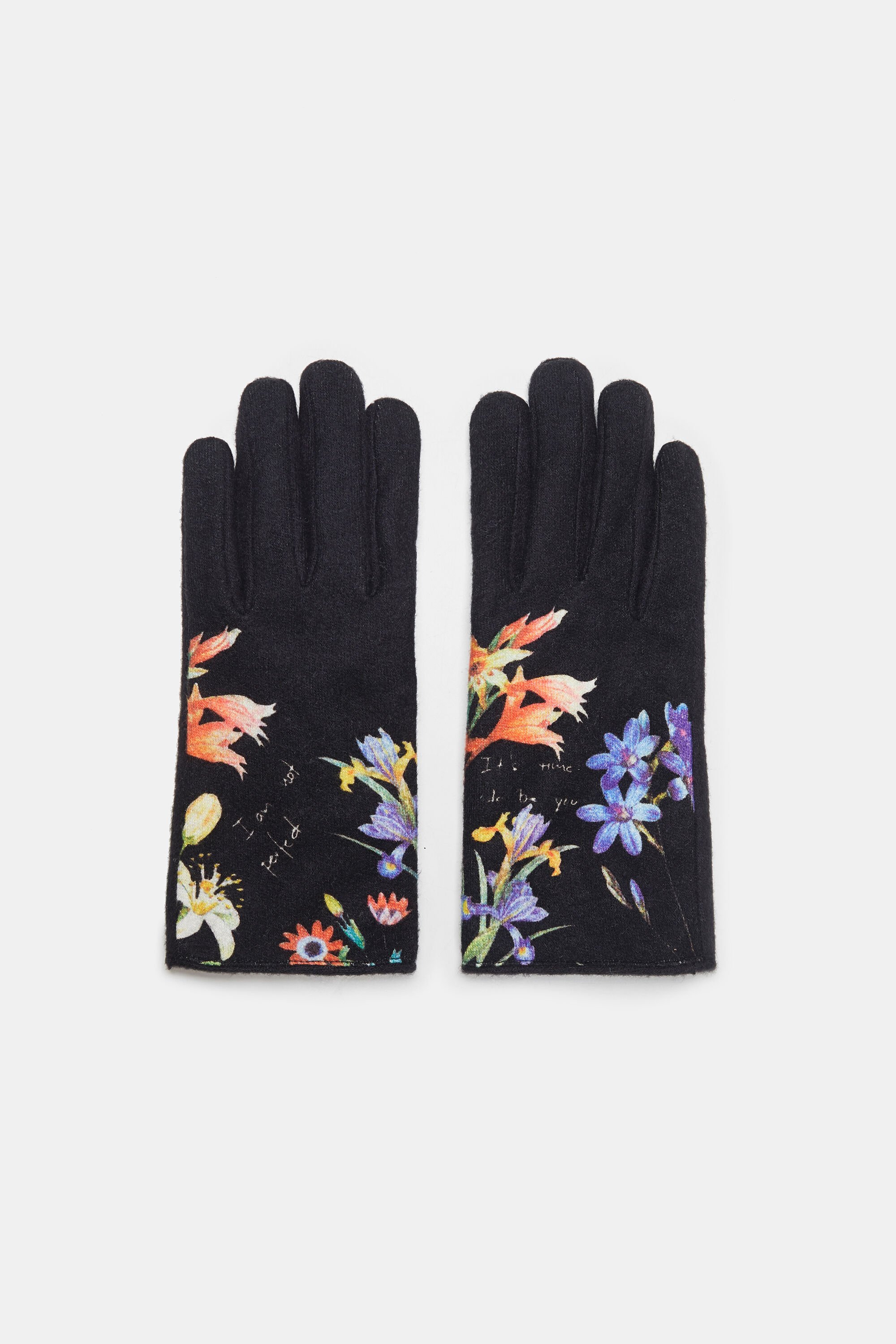 Guantes flores y texto