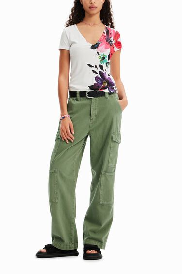 Camiseta canalé flores | Desigual