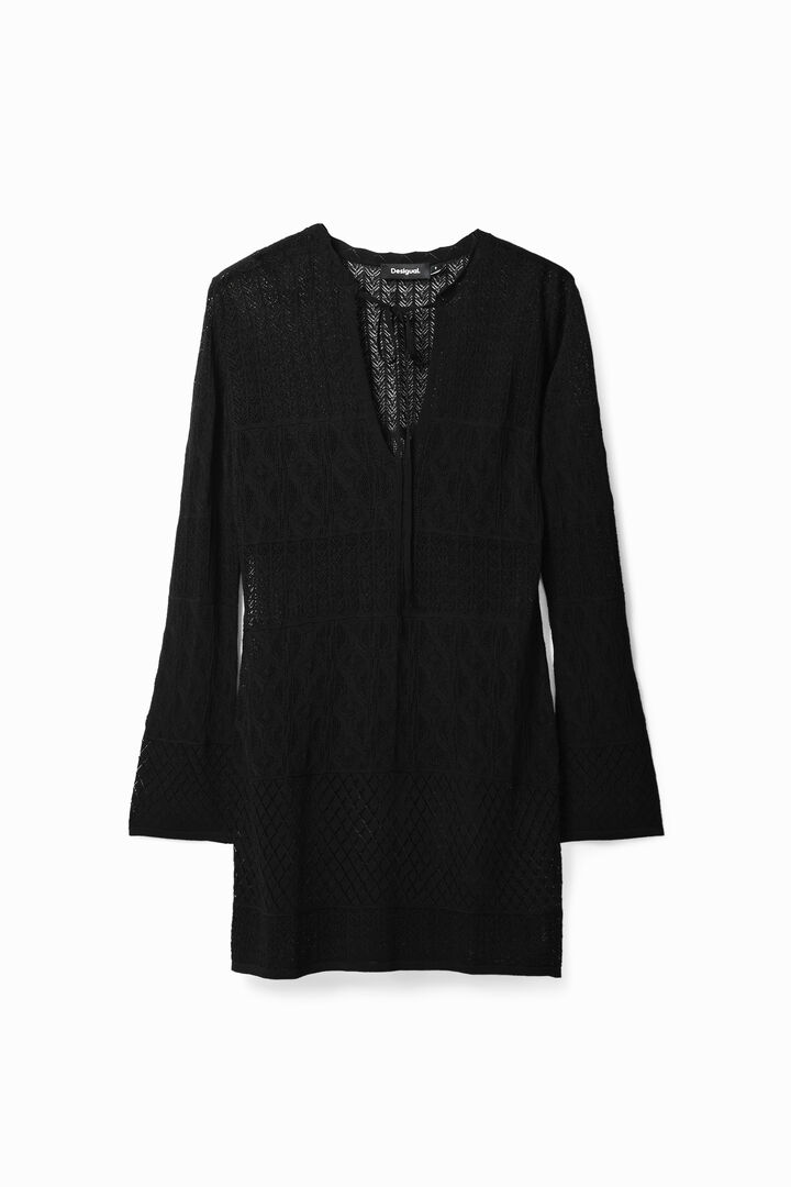 Robe tunique courte motif ajouré | Desigual