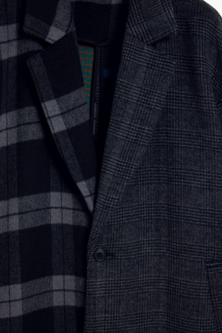 Checkered bimaterial coat | Desigual