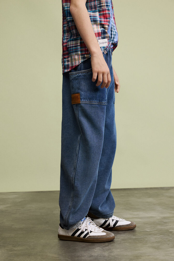 Cal&ccedil;as de malha efeito denim