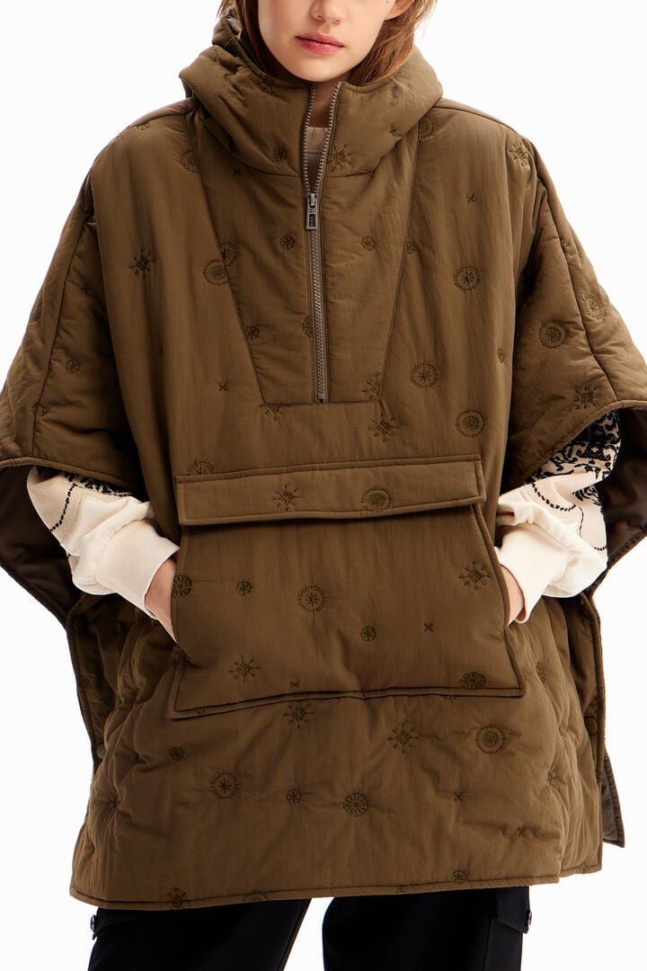 Embroidered quilted poncho | Desigual