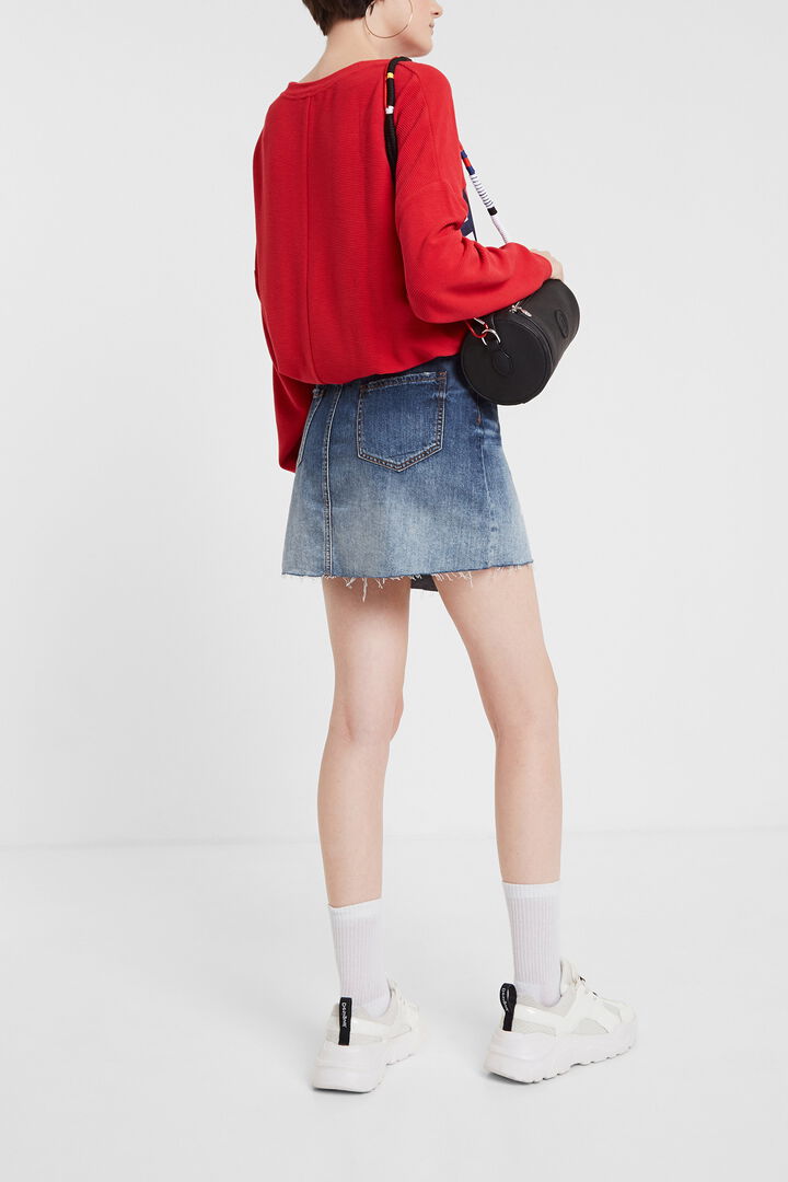 Asymmetric denim mini-skirt | Desigual