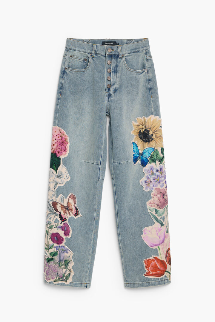 Printed floral jeans