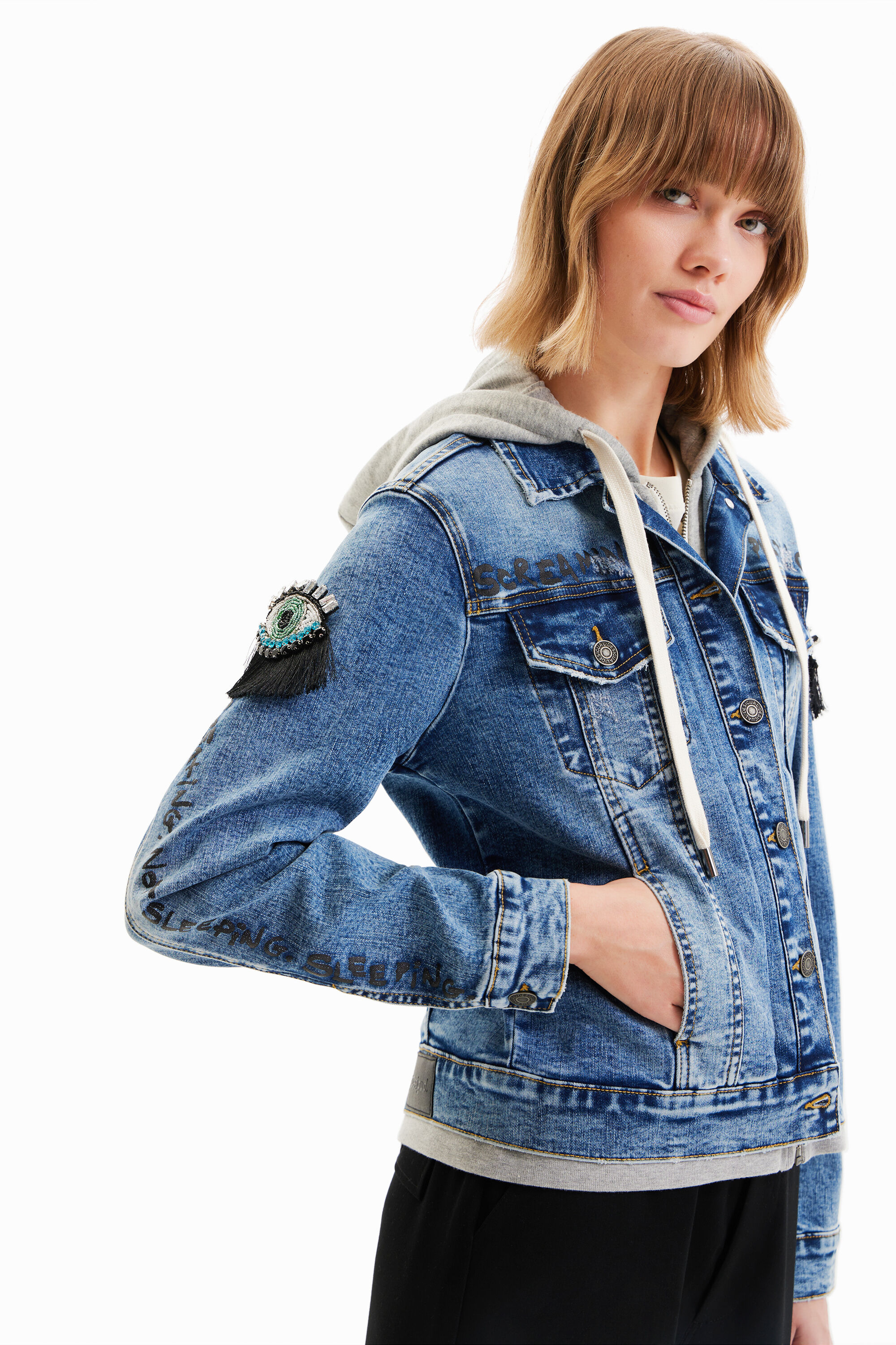 Cazadora vaquera con capucha mujer new arrivals