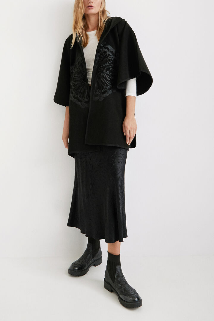 Poncho capucha bordado | Desigual
