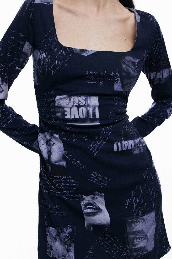 Postcard square neck dress | Desigual