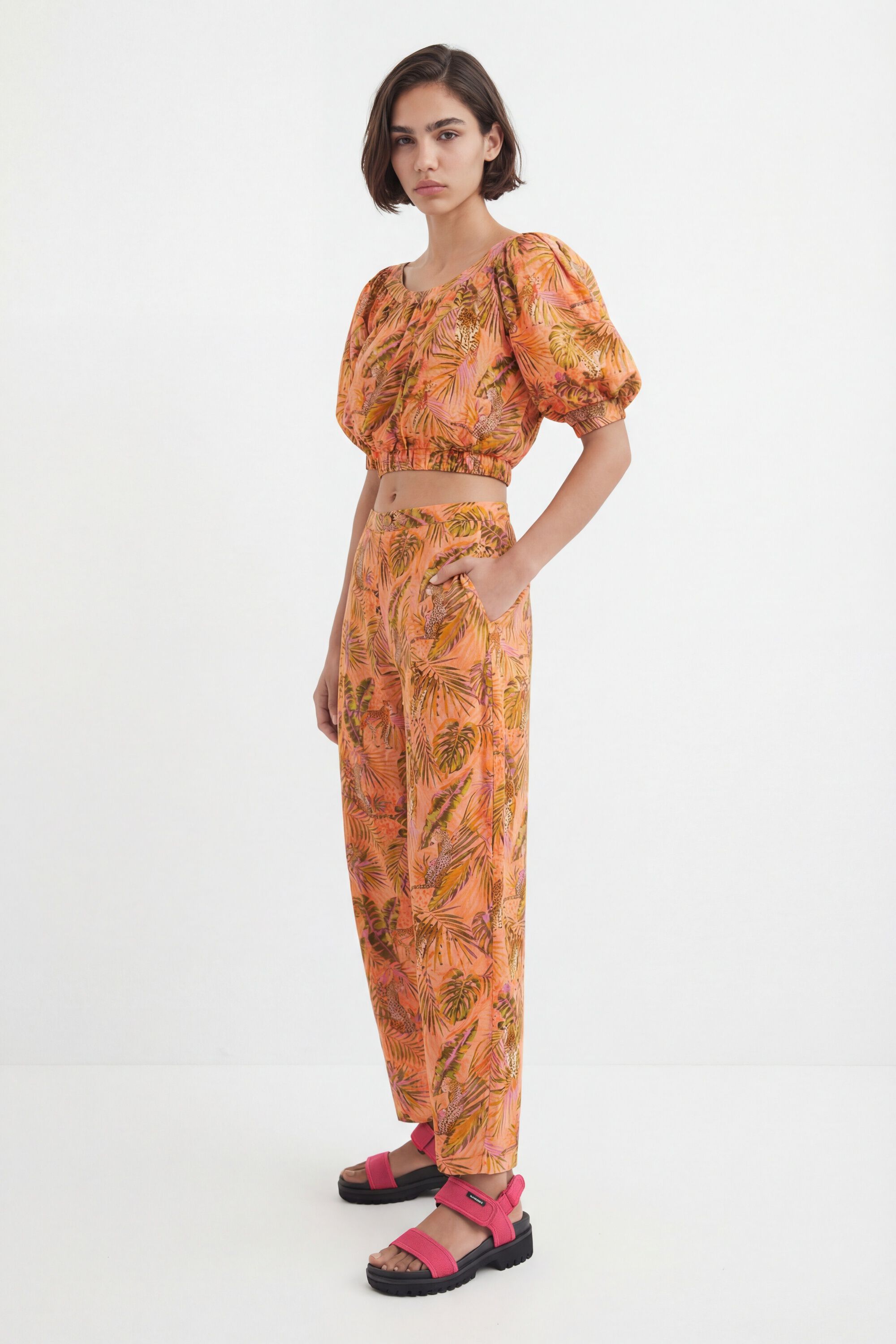 Desigual, Safari-Hose in Mangogelb, Rot, XL