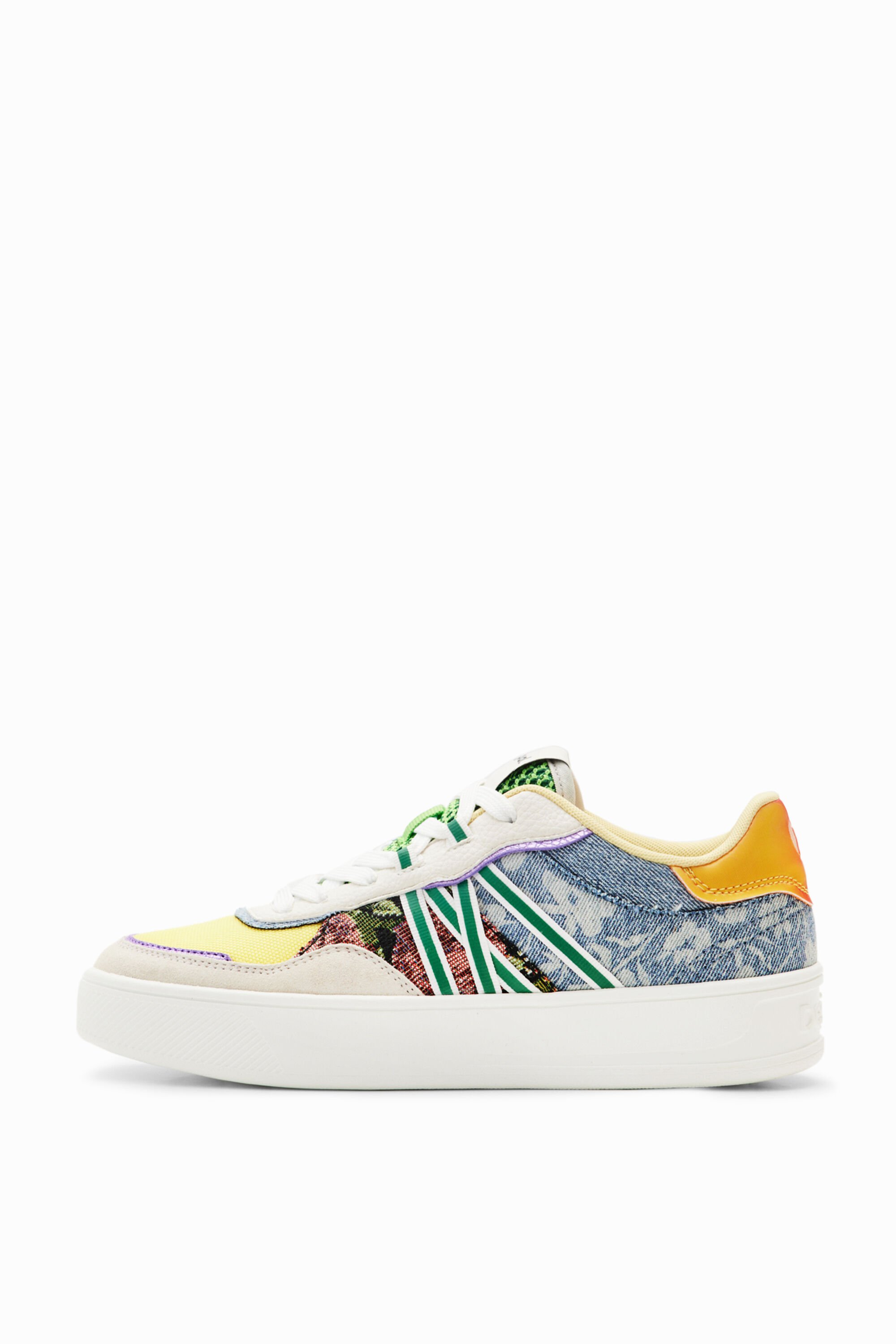 Desigual Patchwork Platform Sneakers In Material Finishes