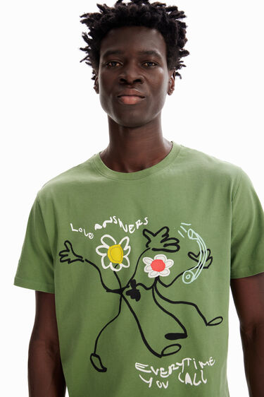 T-shirt kaki fleurs | Desigual
