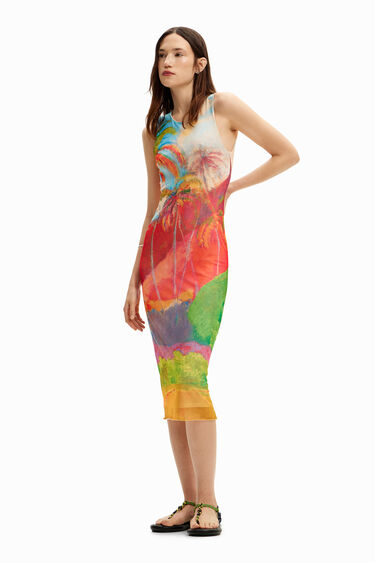 Midi-Kleid tropisch mehrfarbig | Desigual