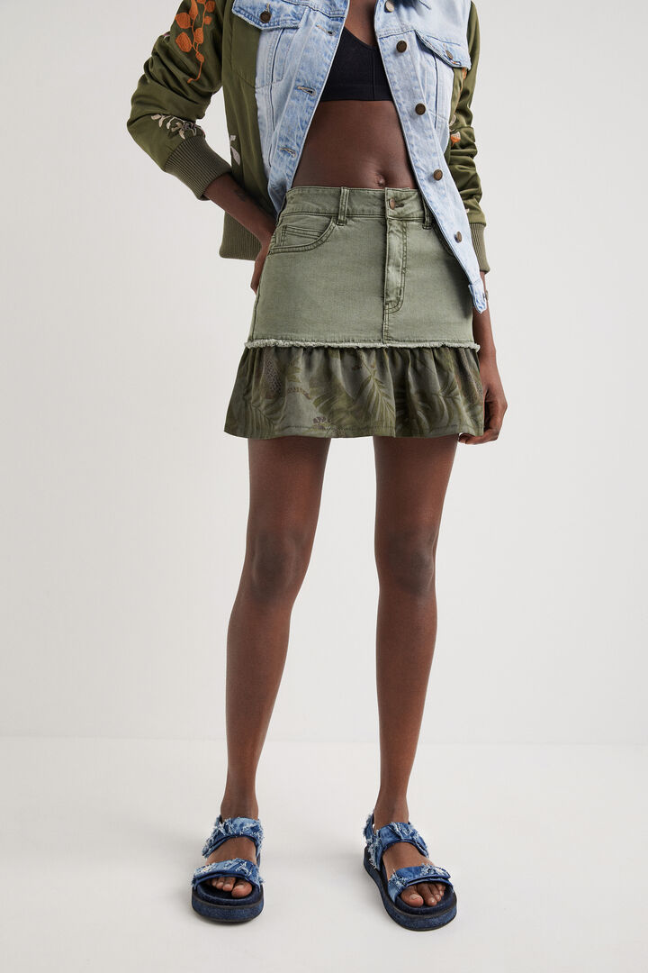 Flounce patchwork denim miniskirt | Desigual