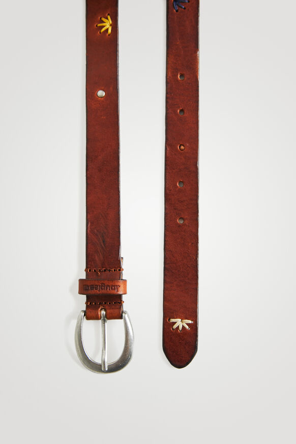 Embroidered leather belt | Desigual