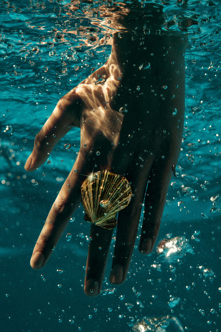 Gold-plated shell ring Zalio