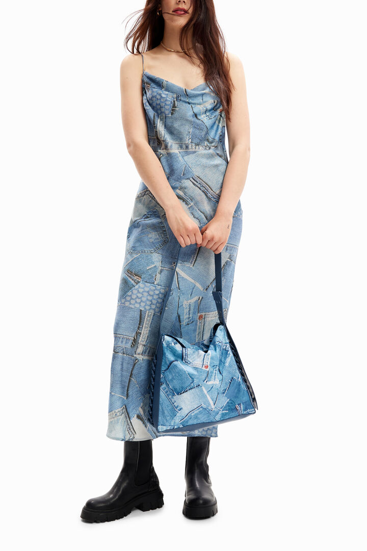 Large denim patchwork bag | Desigual