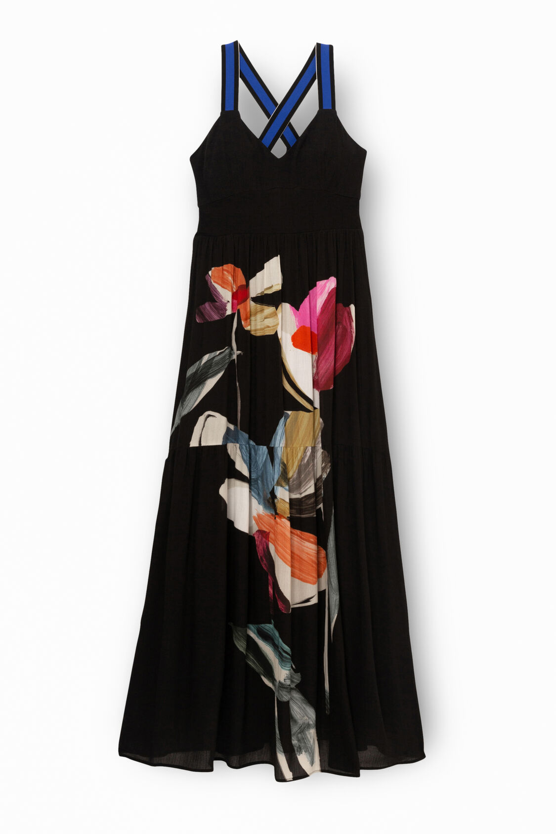 Flared Floral Dress With Straps Desigual Com