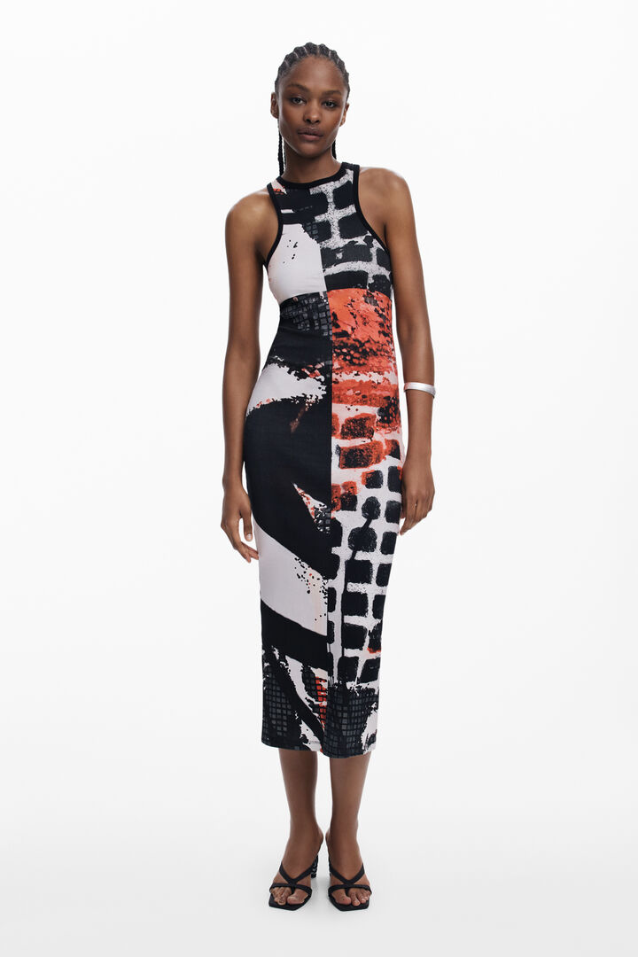 Fitted midi dress face | Desigual