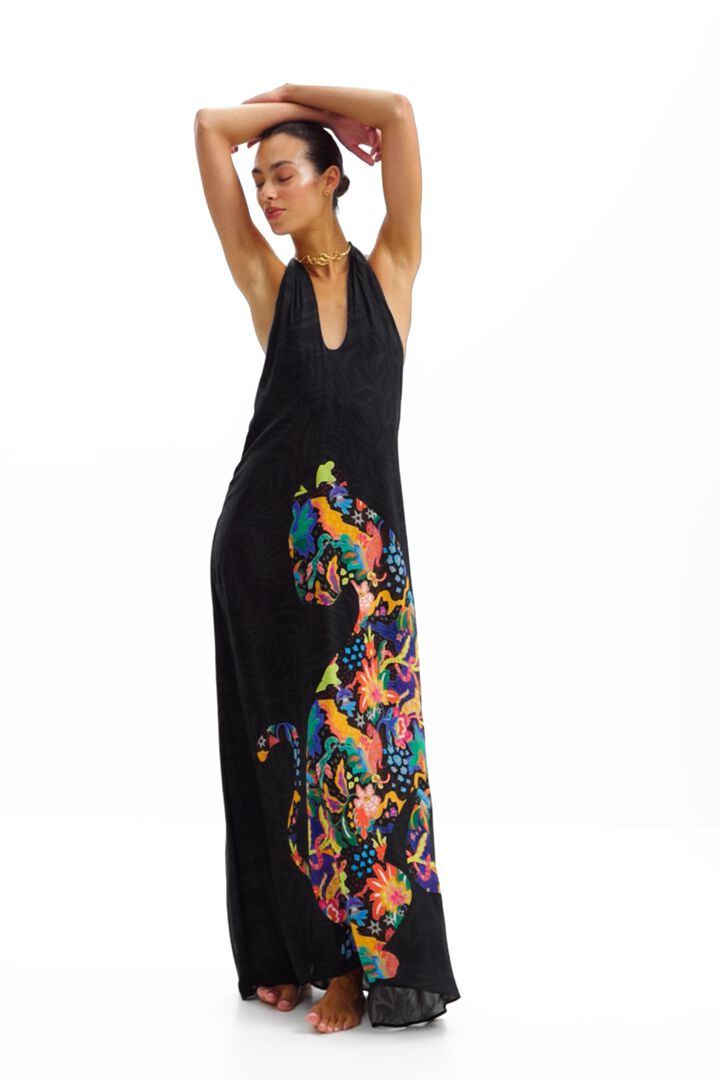 Jungle design maxi halter neck dress | Desigual