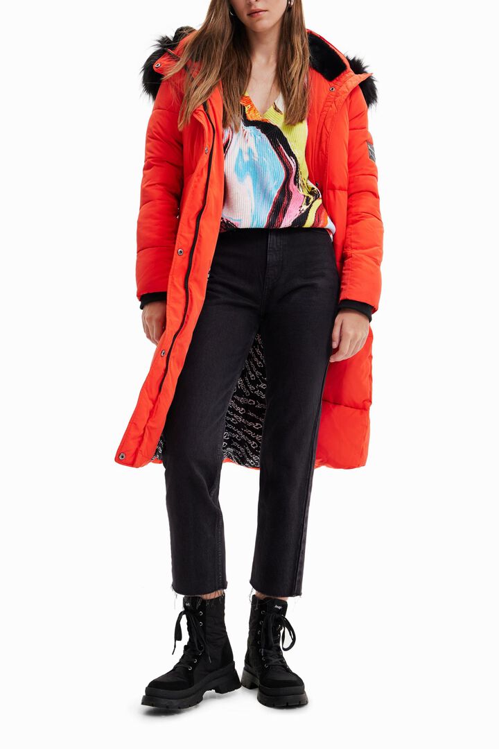 Long padded coat with belt | Desigual
