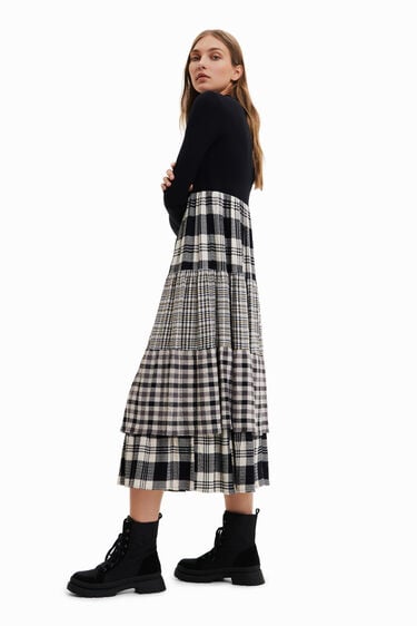 Midi dress with plaid skirt | Desigual