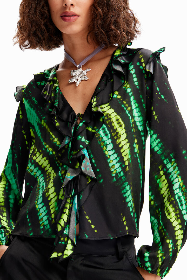 Blusa folhos tie-dye | Desigual