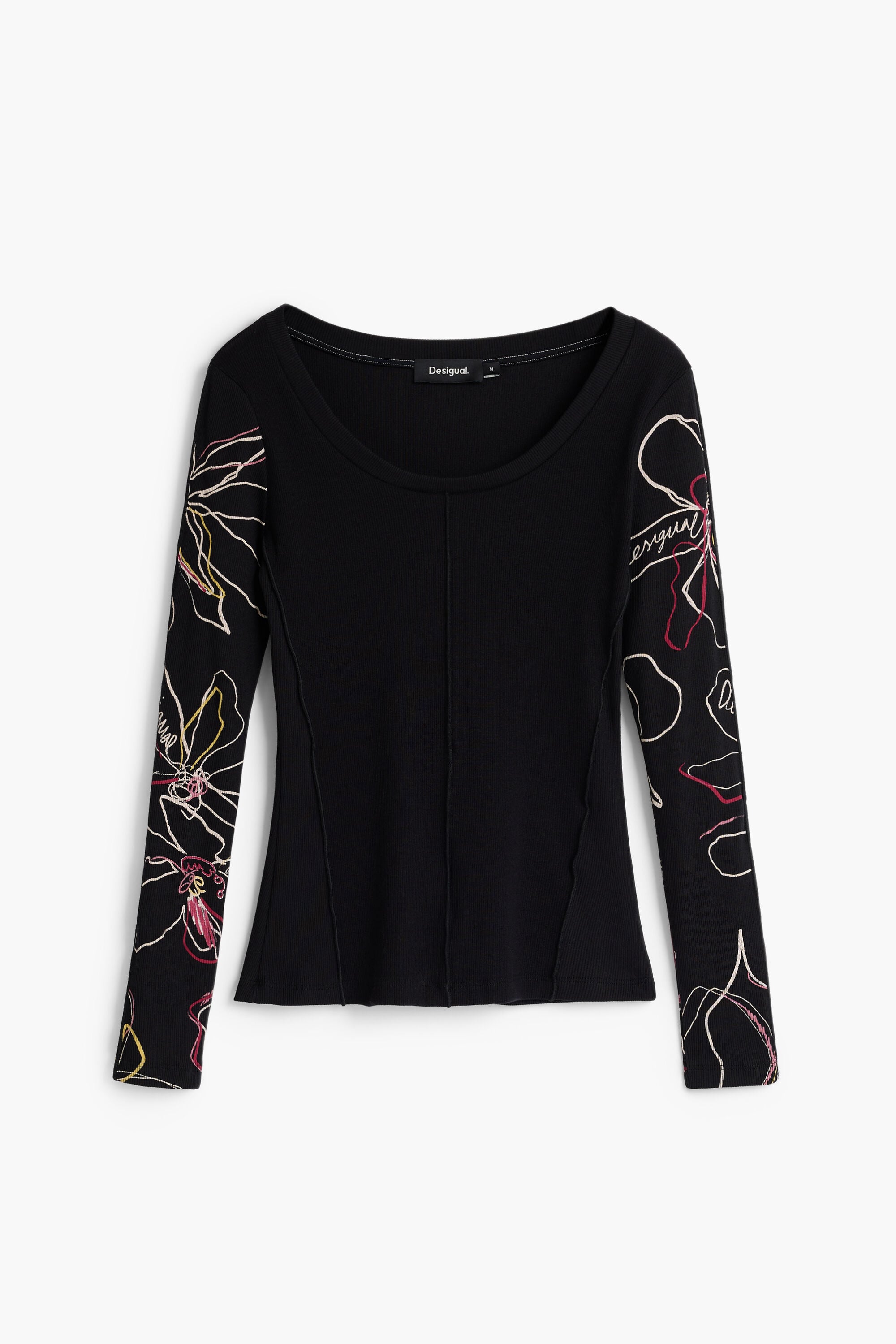 花柄の長袖Tシャツ 黒 女性用 I Desigual.com