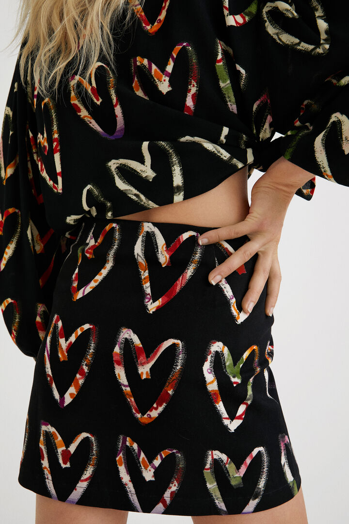 Minijupe coton imprimé coeurs | Desigual