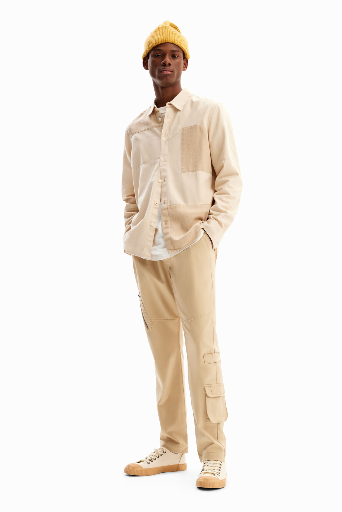 Desigual - Hombre - Camisa con patchwork y denim - Victor - Size L ·